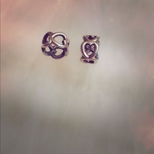 Pandora 14k yellow gold heart spacers